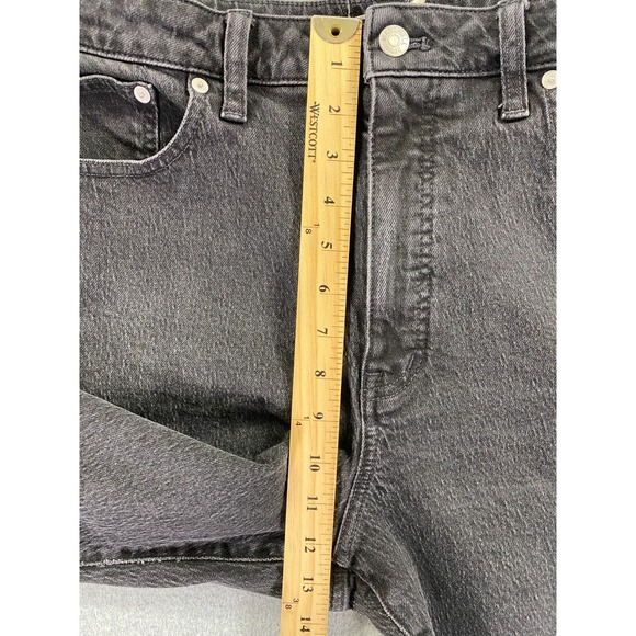 Madewell Jeans Womens 32 Black Curvy 90s Straight Leg Dark Wash Stretch Denim - Picture 3 of 13
